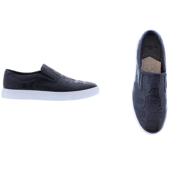 NWT Robert Graham Rider Navy Embossed Leather Slip-On Sneaker - Picture 4 of 10